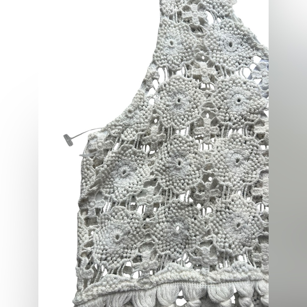 SHYANNE Crochet Fringe Cream Top - Picture 6 of 7